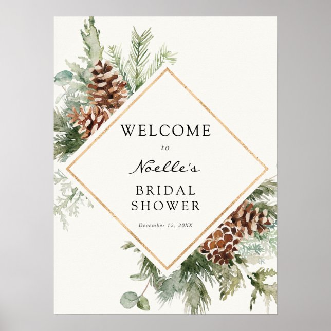 Póster de bienvenida de baby shower de invierno de (Frente)