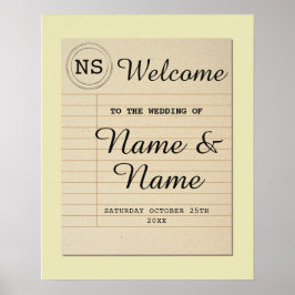 Póster de bienvenida de boda Biblioteca Cartel del