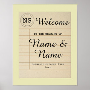 Póster de bienvenida de boda Biblioteca Cartel del