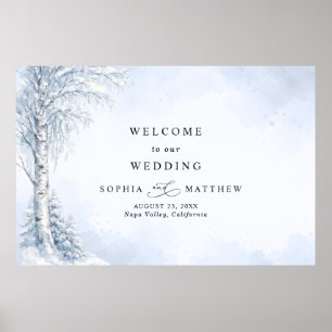 Póster de Bienvenida de Boda con Abedul Congelado