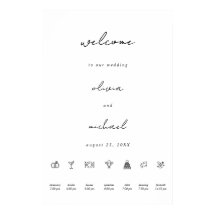 Póster de Bienvenida de Boda con Caligrafía Minima