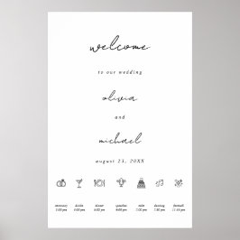 Póster de Bienvenida de Boda con Caligrafía Minima
