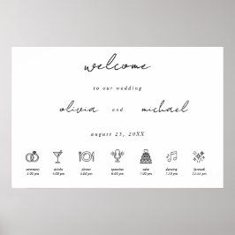 Póster de Bienvenida de Boda con Caligrafía Minima