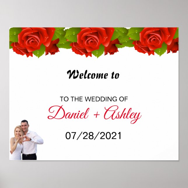 Póster de bienvenida de boda con elegante foto de  (Frente)
