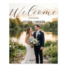 Póster de bienvenida de boda con foto