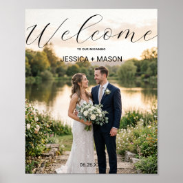 Póster de bienvenida de boda con foto