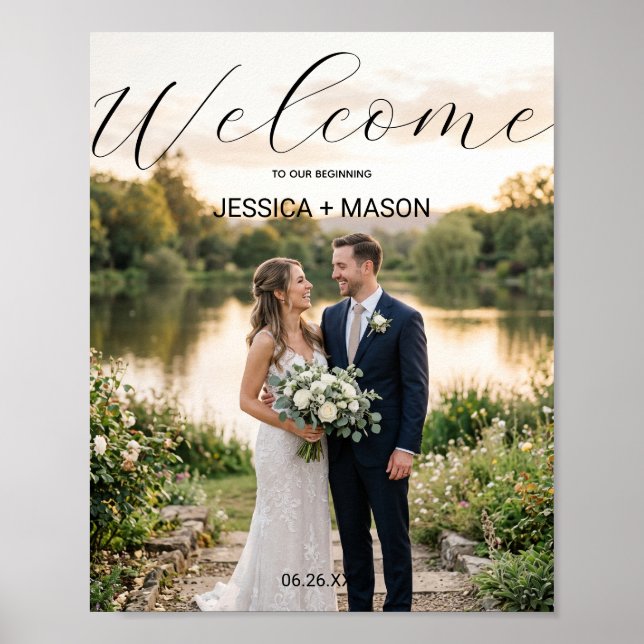 Póster de bienvenida de boda con foto (Frente)