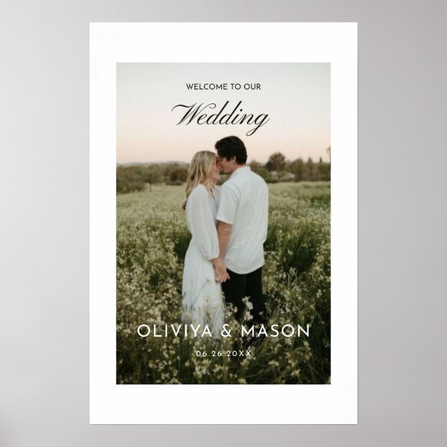 Póster de bienvenida de boda con foto blanca (Frente)