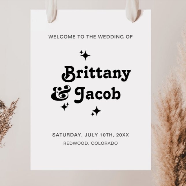 Póster de bienvenida de boda con tipografía retro  (Subido por el creador)