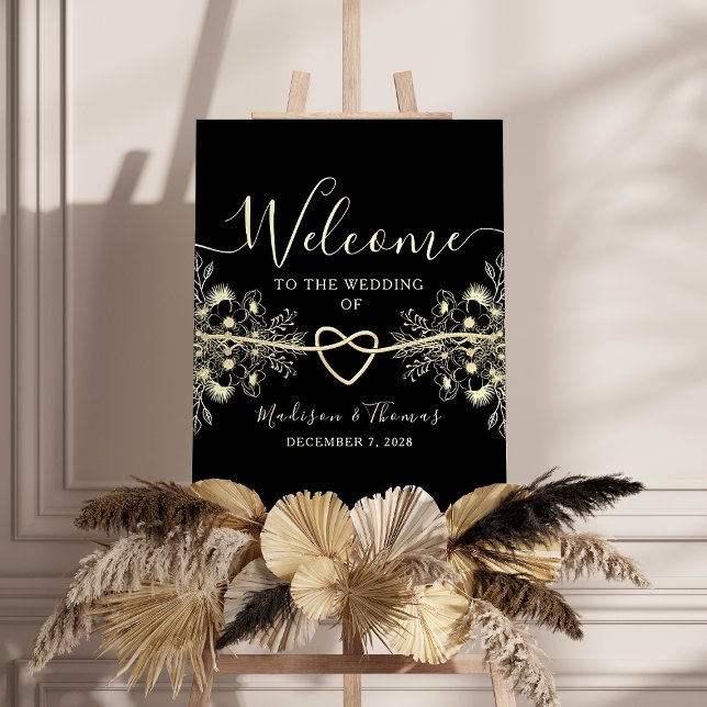 Póster de bienvenida de boda de oro negro (Subido por el creador)