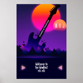 Póster de bienvenida de boda de Rock and Roll