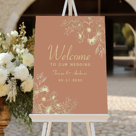 Póster de bienvenida de boda de terracota boho