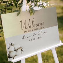 Póster de bienvenida de boda dorado