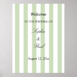 Póster de bienvenida de boda elegante con rayas de