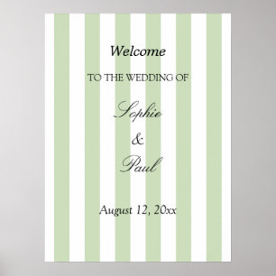 Póster de bienvenida de boda elegante con rayas de