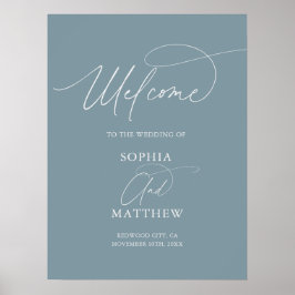 Póster de bienvenida de boda Minimal Script Dusty