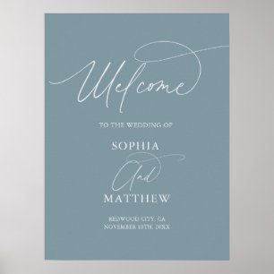Póster de bienvenida de boda Minimal Script Dusty