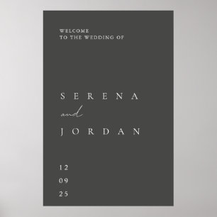 Póster de bienvenida de boda minimalista elegante