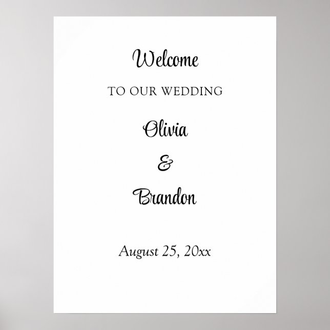 Póster de bienvenida de boda minimalista simple (Frente)