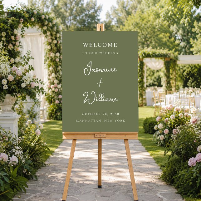 Póster de bienvenida de boda verde salvia minimali (Subido por el creador)
