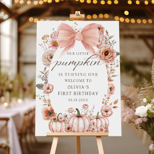Póster de bienvenida de cumpleaños con calabaza fl