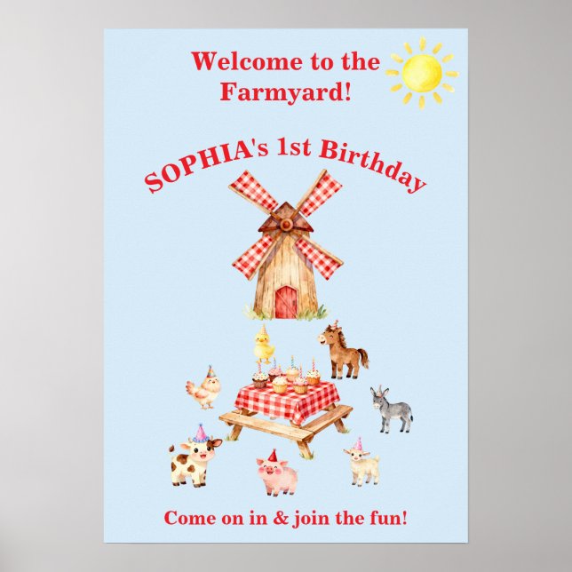 Póster de Bienvenida de Cumpleaños de Animales de  (Frente)