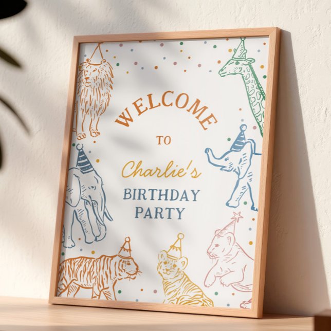 Póster de bienvenida de cumpleaños de animales Saf (Subido por el creador)