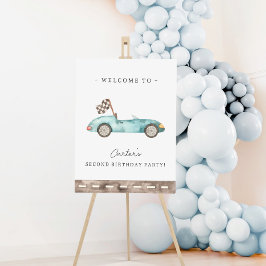 Póster de bienvenida de cumpleaños de coche de car