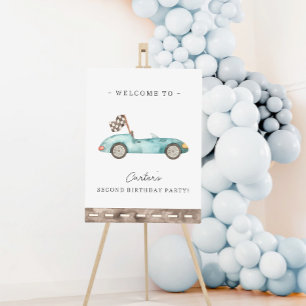 Póster de bienvenida de cumpleaños de coche de car