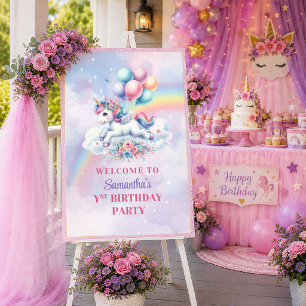 Póster de bienvenida de cumpleaños de niña de unic