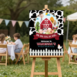 Póster de bienvenida de cumpleaños en el corral de