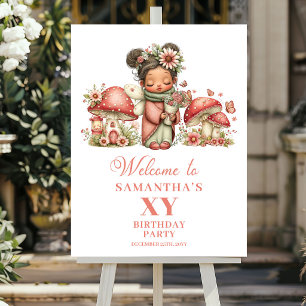 Póster de bienvenida de cumpleaños rosa Pretty Fai