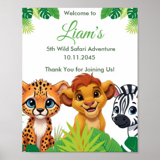 Póster de bienvenida de cumpleaños Safari Jungle