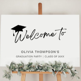 Póster de bienvenida de fiesta de graduación con g