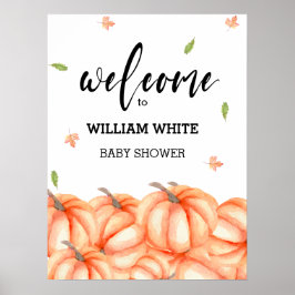 Póster de bienvenida de Halloween de calabaza pequ