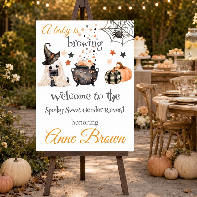 Póster de bienvenida de Halloween 'Está fermentand (A Baby Is Brewing Halloween Welcome Poster)