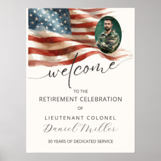 Póster de bienvenida de jubilación militar con fot