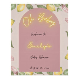 Póster de bienvenida de limón rosa