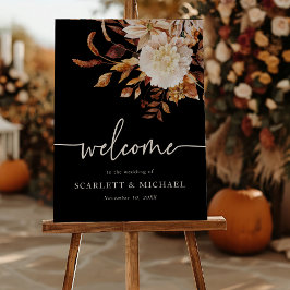 Poster de bienvenida de otoño negro