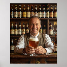 Póster de bienvenida de taberna belga cálida de la