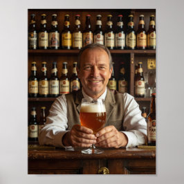 Póster de bienvenida de taberna belga cálida de la