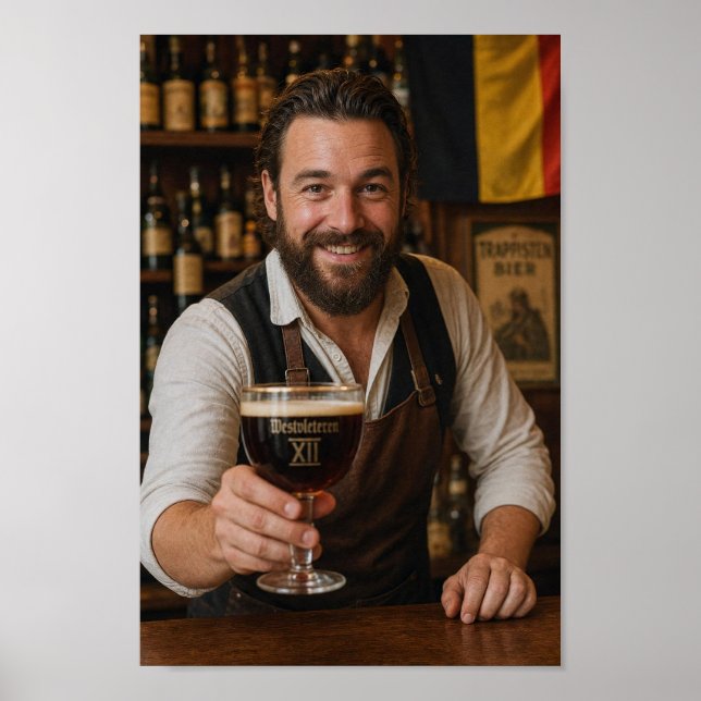 Póster de bienvenida del amable barman belga (Frente)
