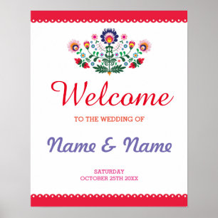 Póster de bienvenida Fiesta Cartel de boda mexican