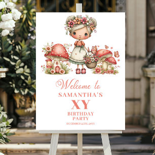 Póster de Bienvenida Floral para el 8º Cumpleaños