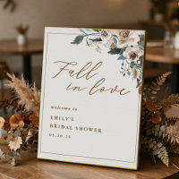 Póster de bienvenida Otoño rústico floral Enamorar