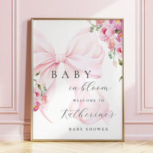 Póster de bienvenida para baby shower Baby in Bloo