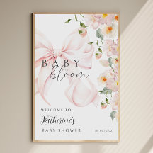 Póster de bienvenida para baby shower Bow Baby in