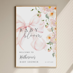 Póster de bienvenida para baby shower Bow Baby in 