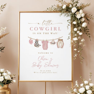 Póster de bienvenida para baby shower con ropa ten