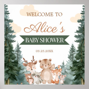 Póster de Bienvenida para Baby Shower de Animales